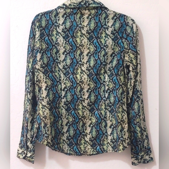 Y2K Peck & Peck Weekend Snakeskin Print Blouse - Picture 3 of 5